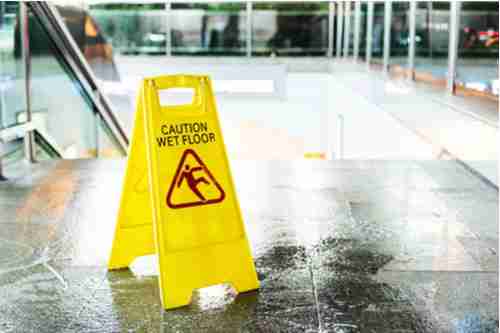 Caution Wet Floor Sign, Concept Of Decatur Slip and Fall Lawyer