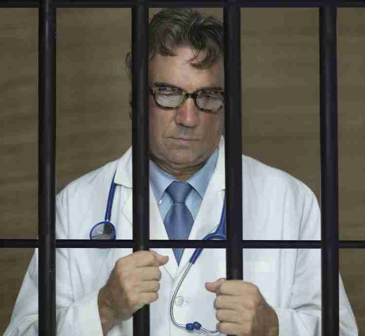 medical doctor arrested, professional license defense concept